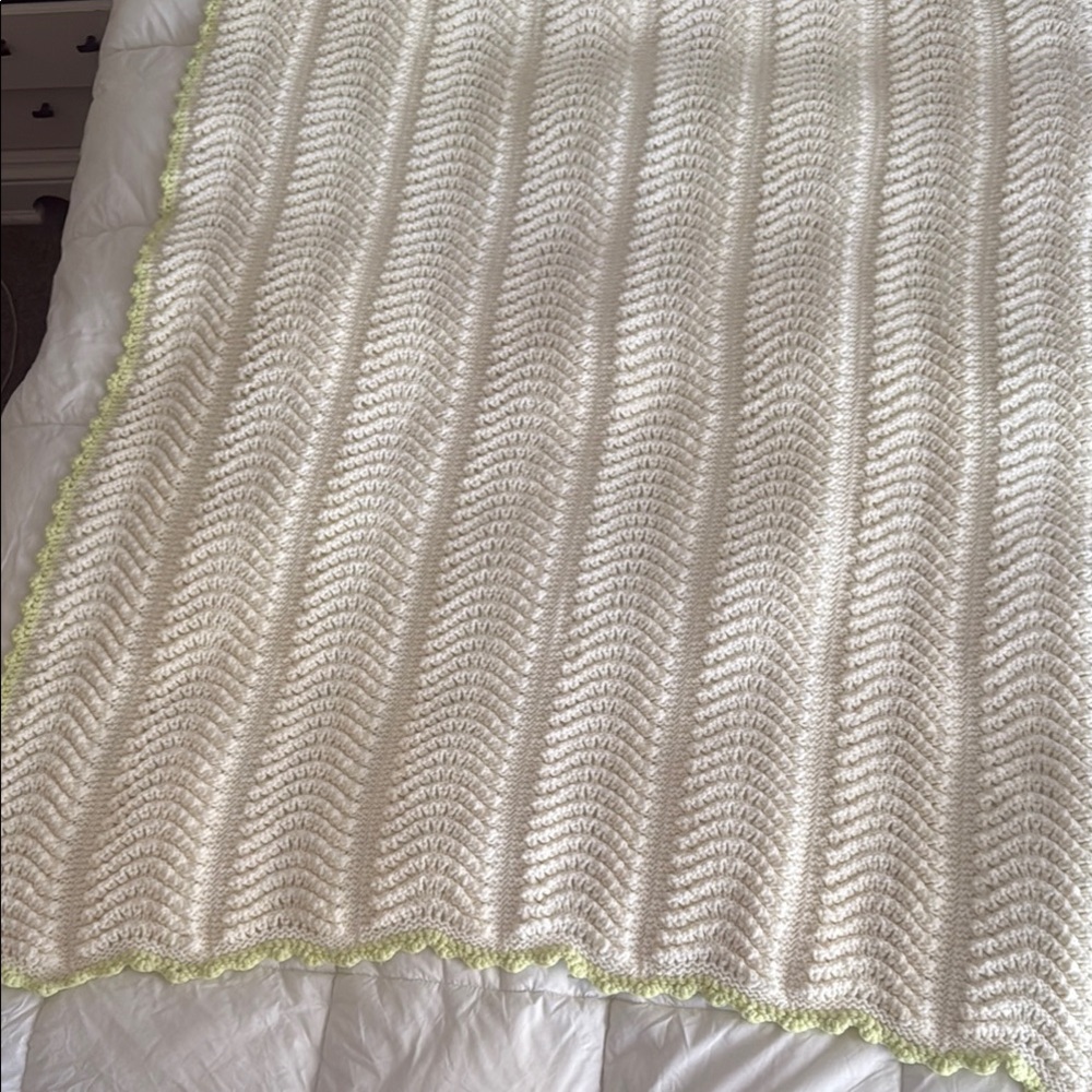 Elegant Cream Hand Knit Blanket